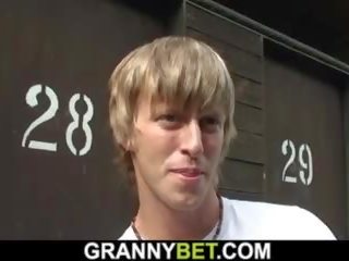 Admirable youngster Fucks Old Blonde Granny on Public: Free adult movie 68