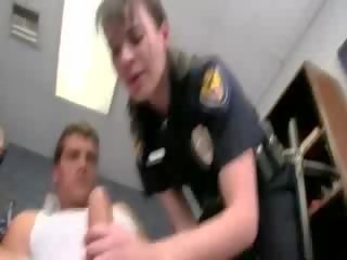 Two cops swap doughnuts for penis sucking and love it