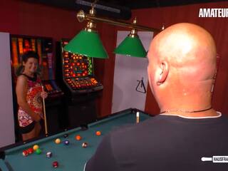 Njijiki old woman meggy jero licked & fucked on the 8 ball blumbang table - amatir euro