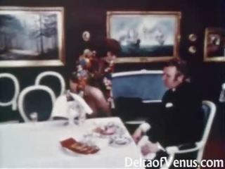 Vintāža sekss video 1960s - matainas primārs brunete - tabula par trīs