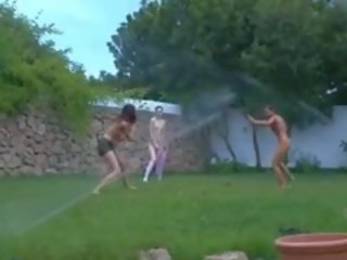 German Chicks Watersports In The Garden