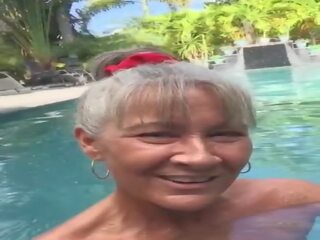 Pervert Granny Leilani in The Pool