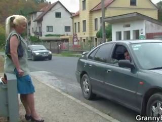 Old fancy woman is picked up and fucked